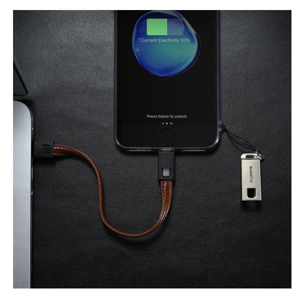 JMT-956810 Leather USB-C Charging Cable for iPhone - 20cm Length, 2.1A, Apple Lightning Interface, Available in Red, Black, Brown
