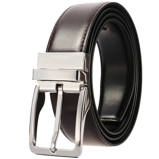 JMT-956874 Adjustable Casual Leather Belt with Pin Buckle for Business and Everyday Wear