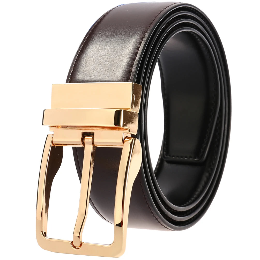JMT-956874 Adjustable Casual Leather Belt with Pin Buckle for Business and Everyday Wear