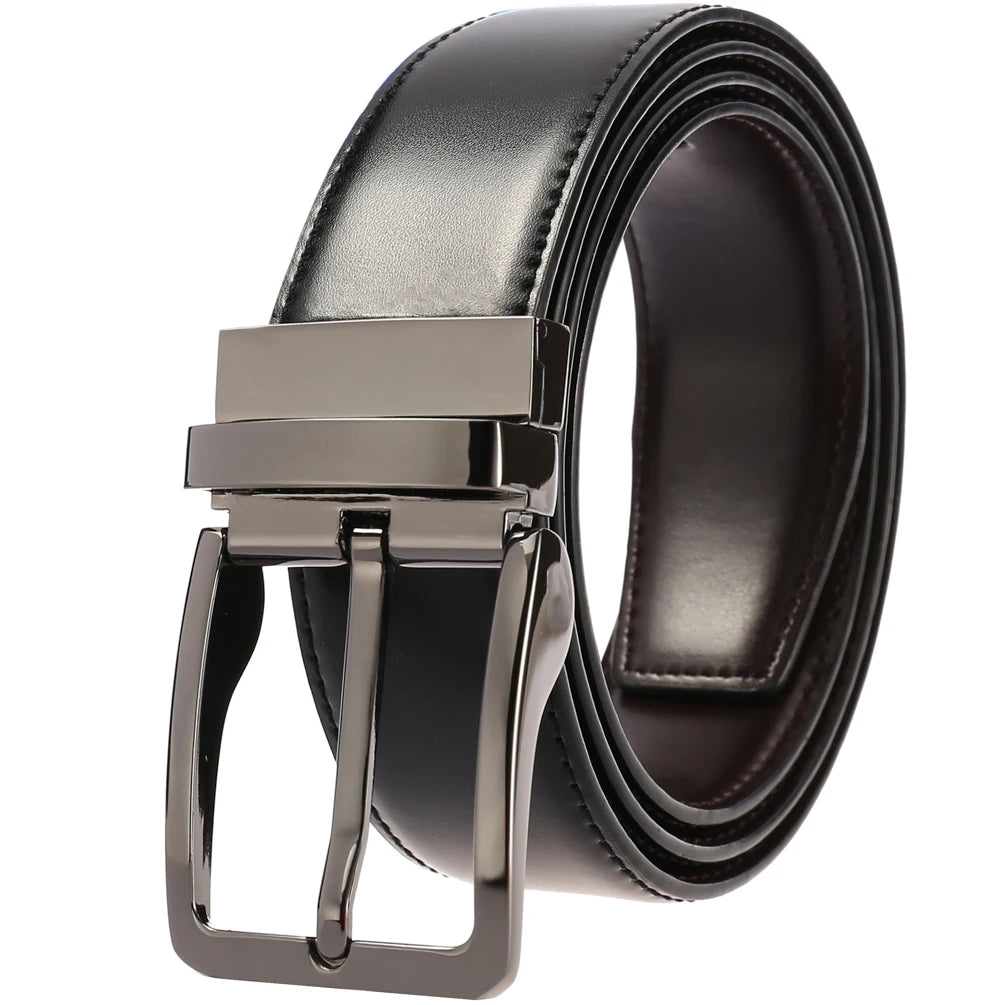 JMT-956874 Adjustable Casual Leather Belt with Pin Buckle for Business and Everyday Wear