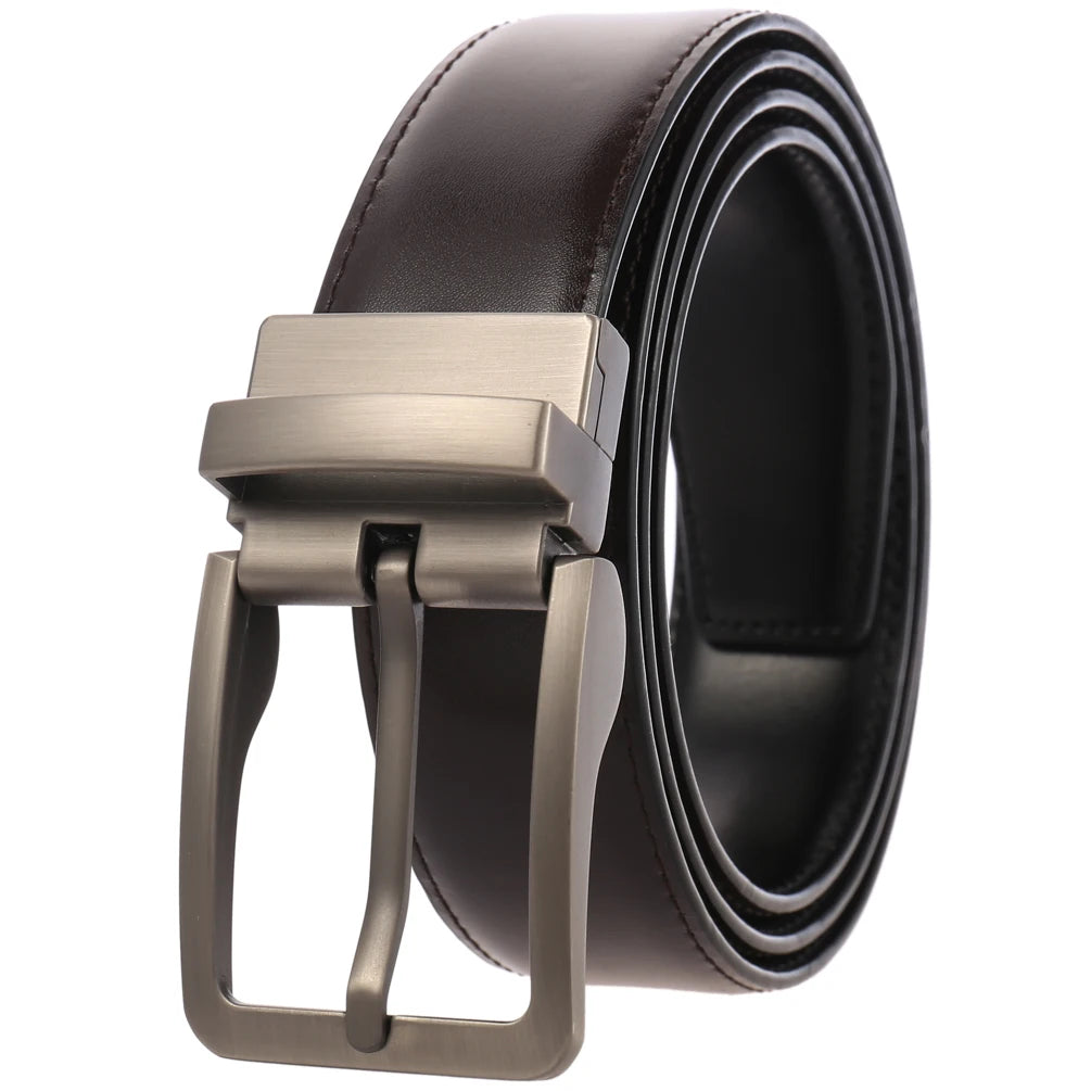 JMT-956874 Adjustable Casual Leather Belt with Pin Buckle for Business and Everyday Wear