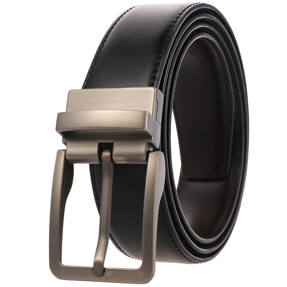 JMT-956874 Adjustable Casual Leather Belt with Pin Buckle for Business and Everyday Wear