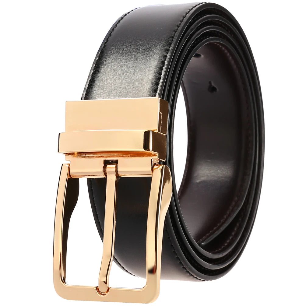 JMT-956874 Adjustable Casual Leather Belt with Pin Buckle for Business and Everyday Wear