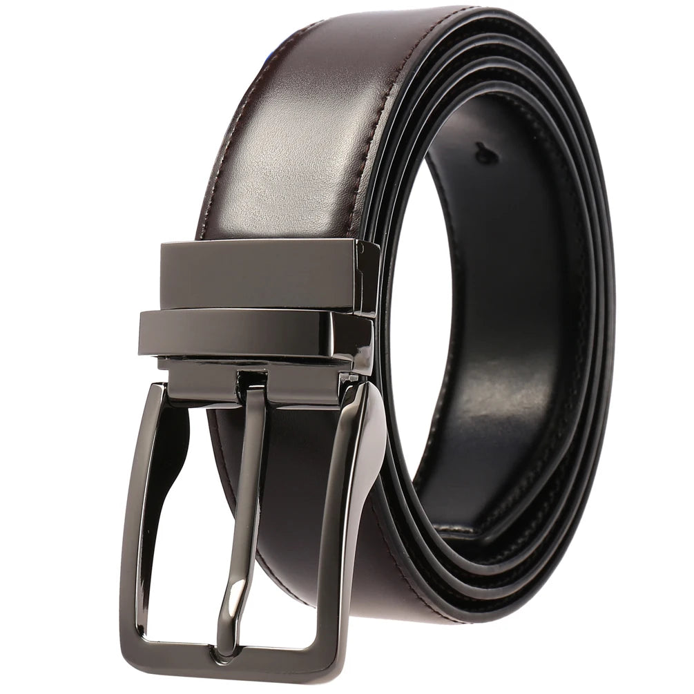 JMT-956874 Adjustable Casual Leather Belt with Pin Buckle for Business and Everyday Wear
