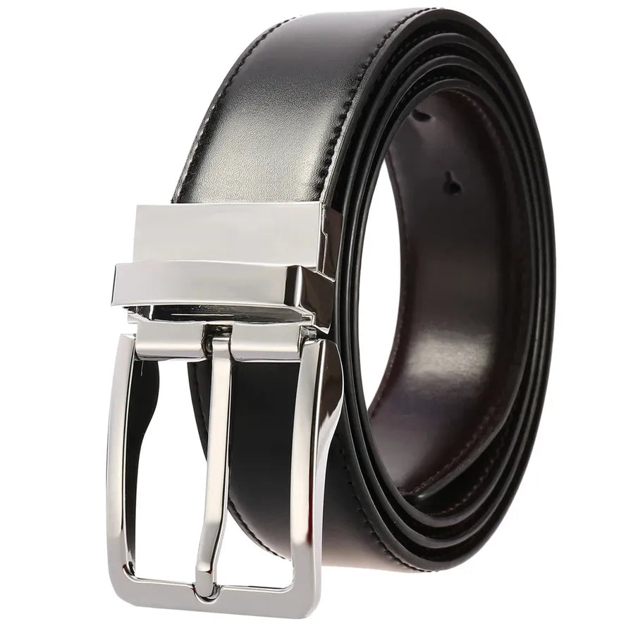 JMT-956874 Adjustable Casual Leather Belt with Pin Buckle for Business and Everyday Wear