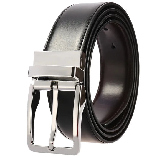 JMT-956874 Adjustable Casual Leather Belt with Pin Buckle for Business and Everyday Wear