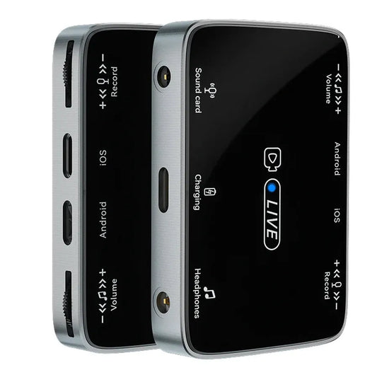 JMT-956938 2-in-1 Stereo Sound Card Converter for iPhone and Type-C Devices, Real-Time Charging and Live Streaming
