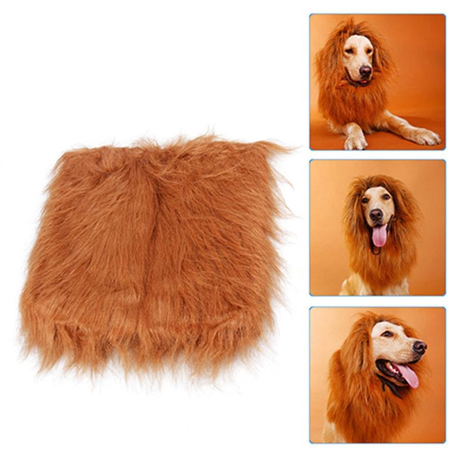 JMT-956938 Pet Lion Mane Wig Costume for Dogs and Cats - Warm Winter Apparel with Ear Detail, Adjustable Size