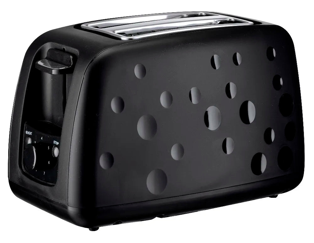 JMT-957066 2 Slice Electric Toaster 750W in Black - Durable Plastic Toaster for Everyday Use