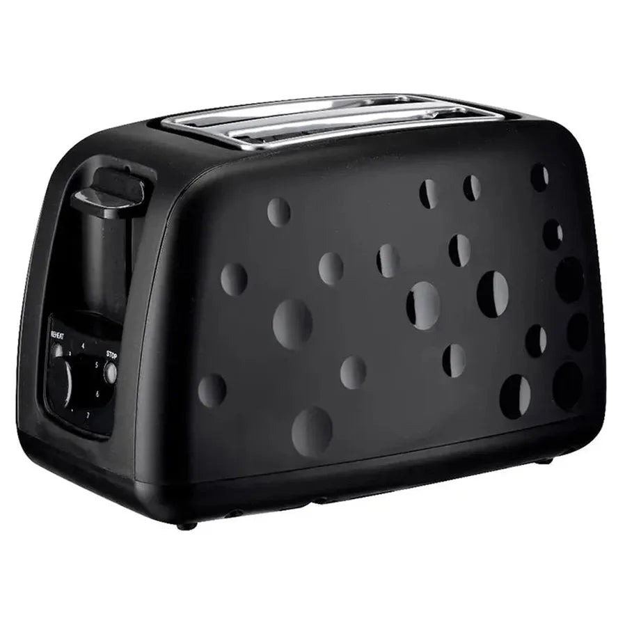 JMT-957066 2 Slice Electric Toaster 750W in Black - Durable Plastic Toaster for Everyday Use
