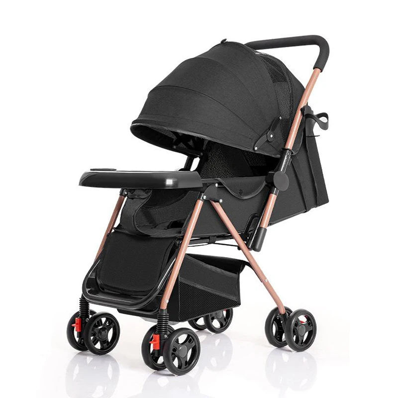 JMT-957258 High View 3-in-1 Folding Stroller with Sit-Lie Feature, Mosquito Nets, Storage Baskets, and Cup Holders