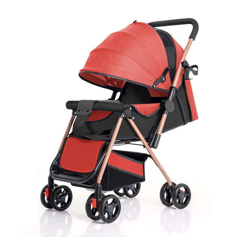 JMT-957258 High View 3-in-1 Folding Stroller with Sit-Lie Feature, Mosquito Nets, Storage Baskets, and Cup Holders