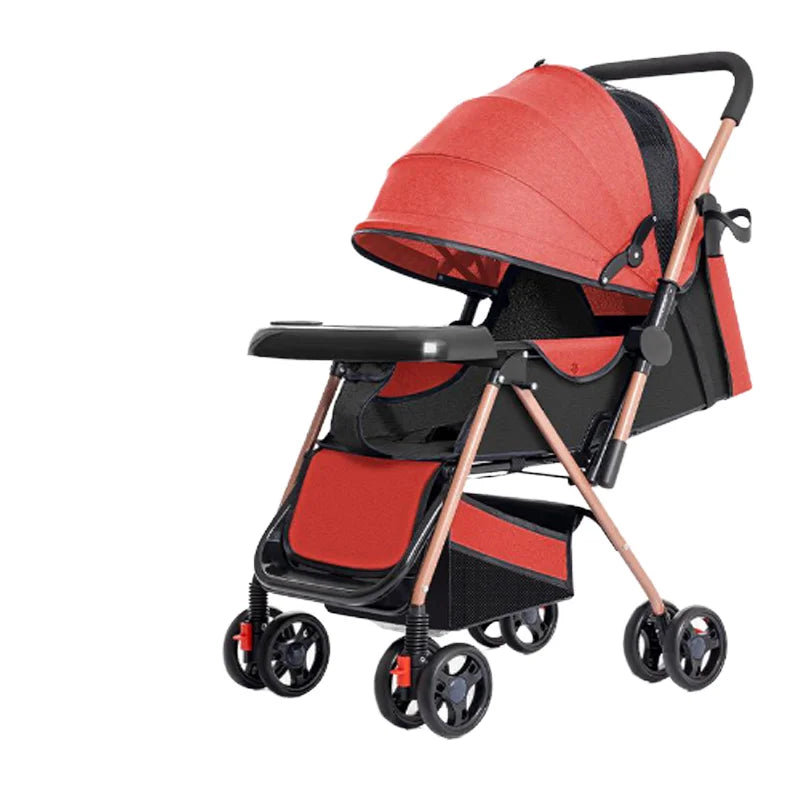 JMT-957258 High View 3-in-1 Folding Stroller with Sit-Lie Feature, Mosquito Nets, Storage Baskets, and Cup Holders