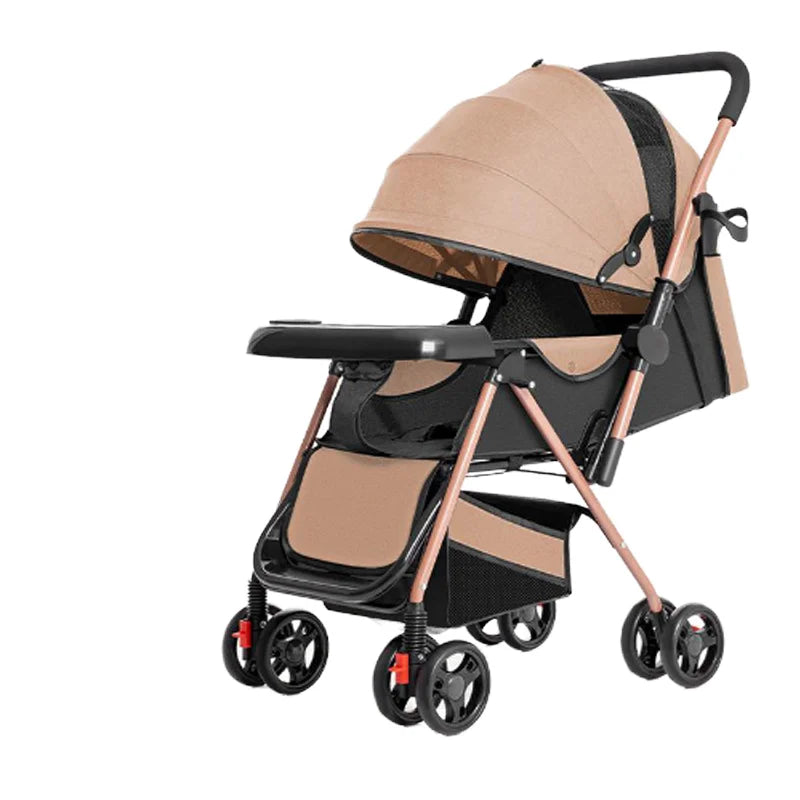 JMT-957258 High View 3-in-1 Folding Stroller with Sit-Lie Feature, Mosquito Nets, Storage Baskets, and Cup Holders