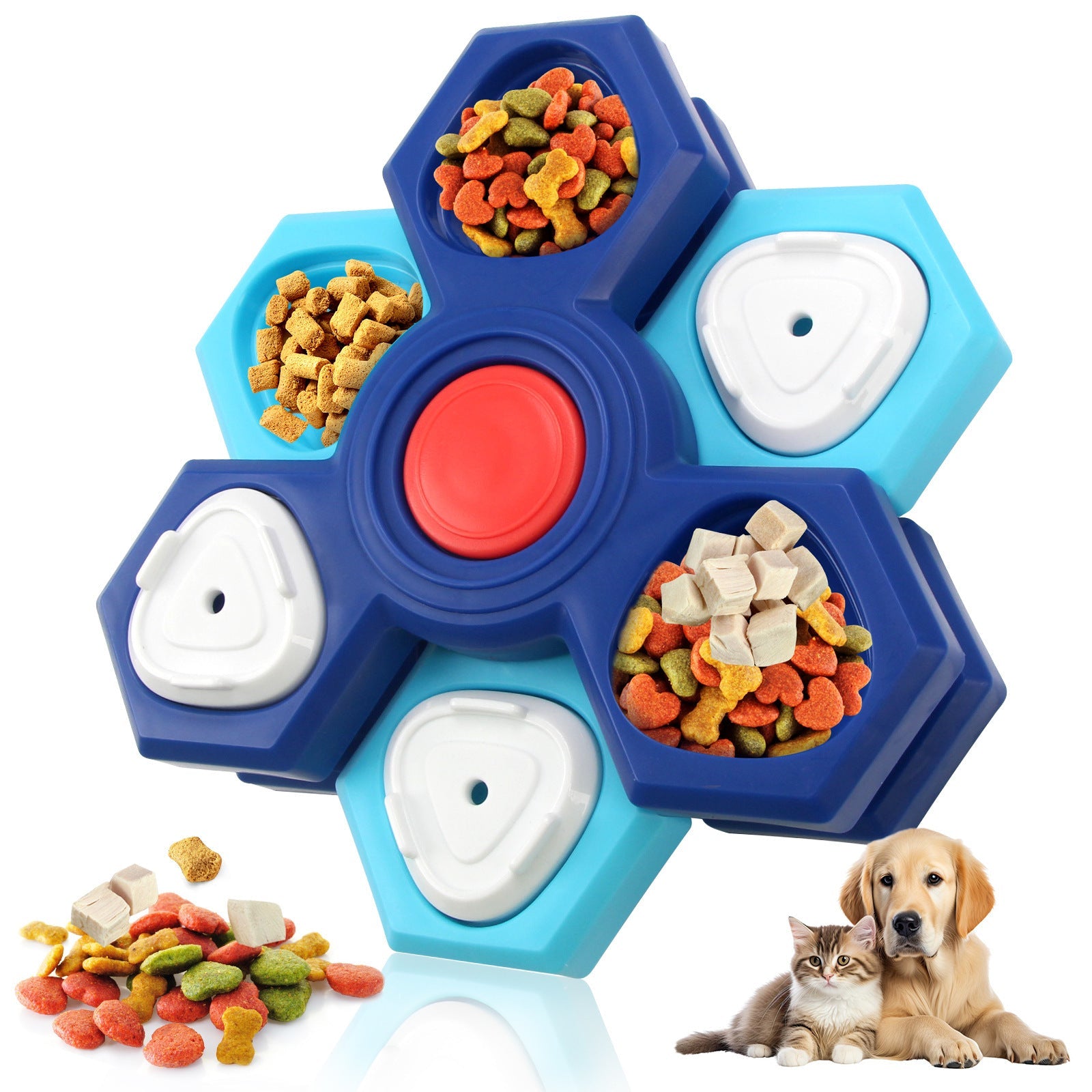 JMT-957258 Interactive Dog Puzzle Bowl for Slow Feeding and IQ Training - Multi-layered Treat Dispensing Dispenser for Cats and Dogs