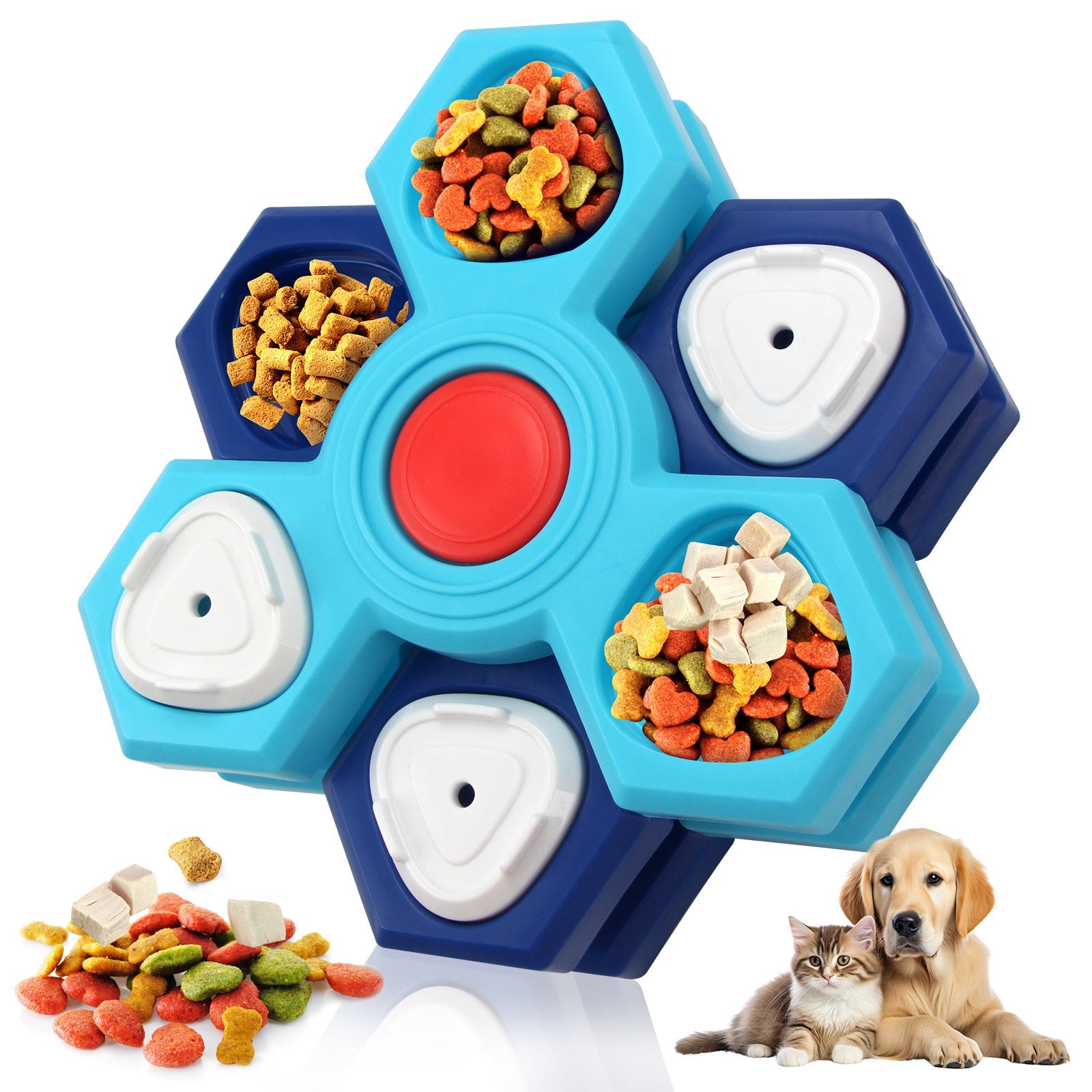 JMT-957258 Interactive Dog Puzzle Bowl for Slow Feeding and IQ Training - Multi-layered Treat Dispensing Dispenser for Cats and Dogs