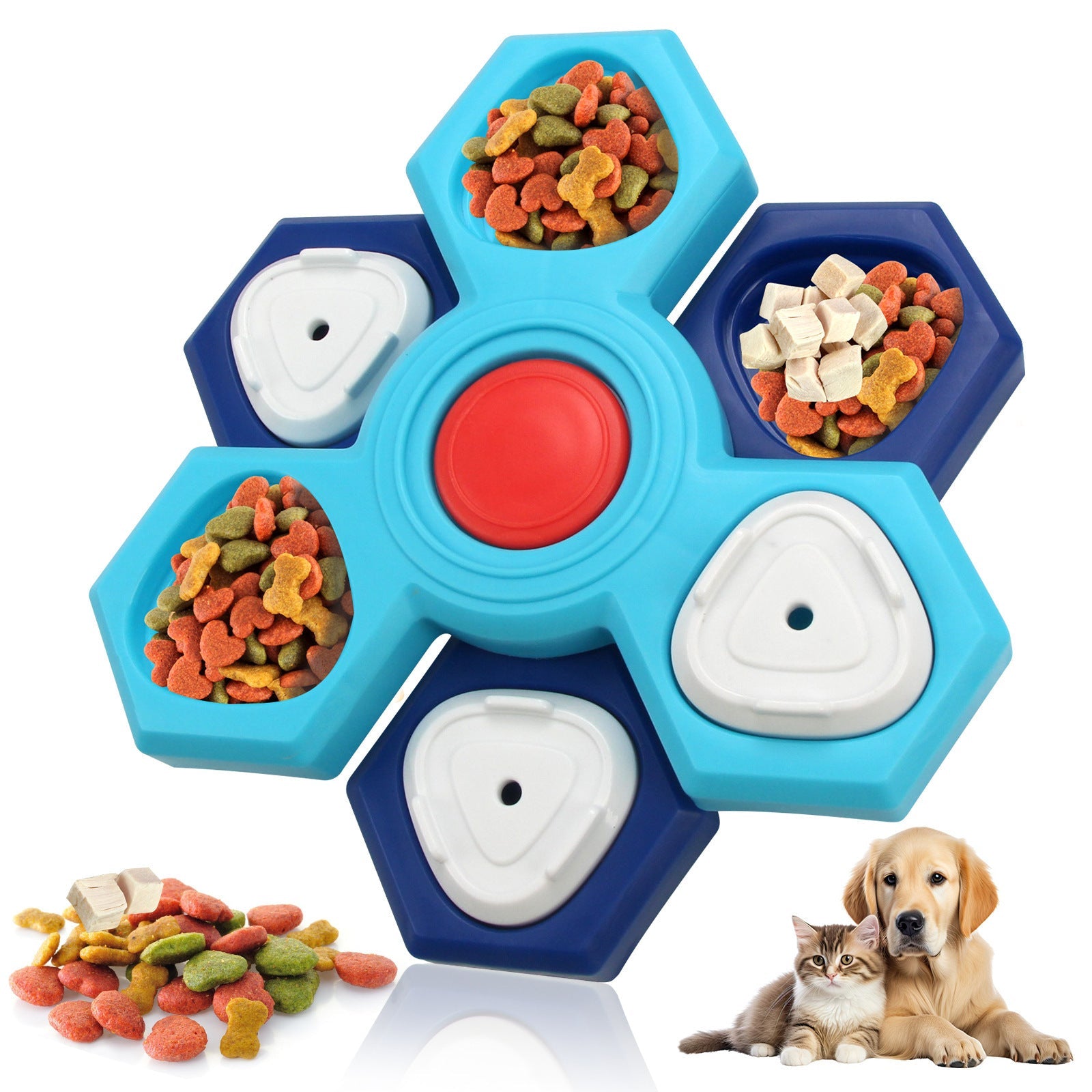 JMT-957258 Interactive Dog Puzzle Bowl for Slow Feeding and IQ Training - Multi-layered Treat Dispensing Dispenser for Cats and Dogs