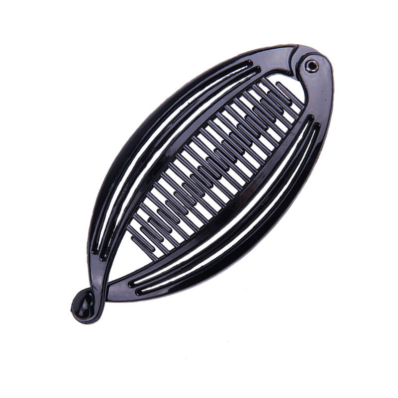 JMT-957642 Bright Black and Hawksbill Color Three Fish Clip Hairpin for Women