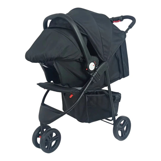 JMT-958410 3-Wheel Baby Jogger Stroller with Car Seat, One-Hand Foldable 2-in-1 Design for Infants