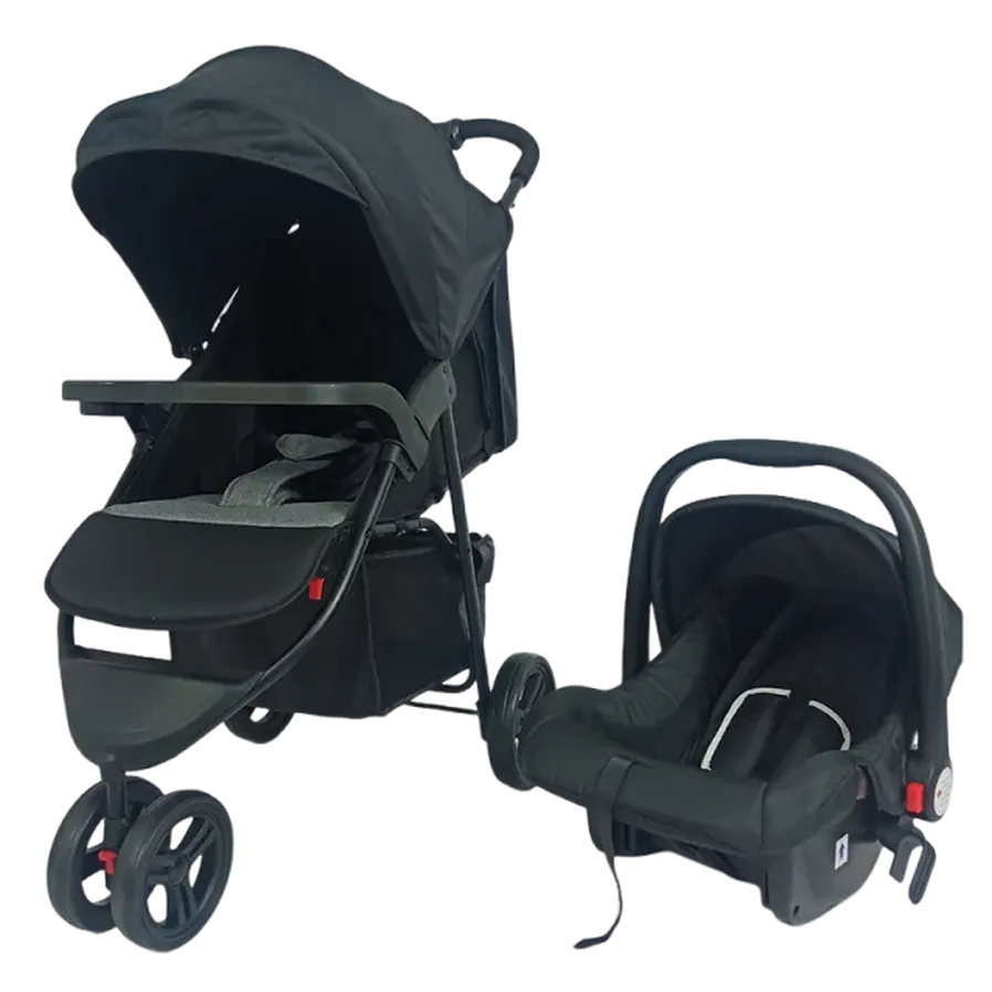 JMT-958410 3-Wheel Baby Jogger Stroller with Car Seat, One-Hand Foldable 2-in-1 Design for Infants