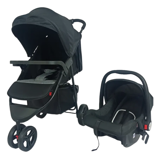 JMT-958410 3-Wheel Baby Jogger Stroller with Car Seat, One-Hand Foldable 2-in-1 Design for Infants