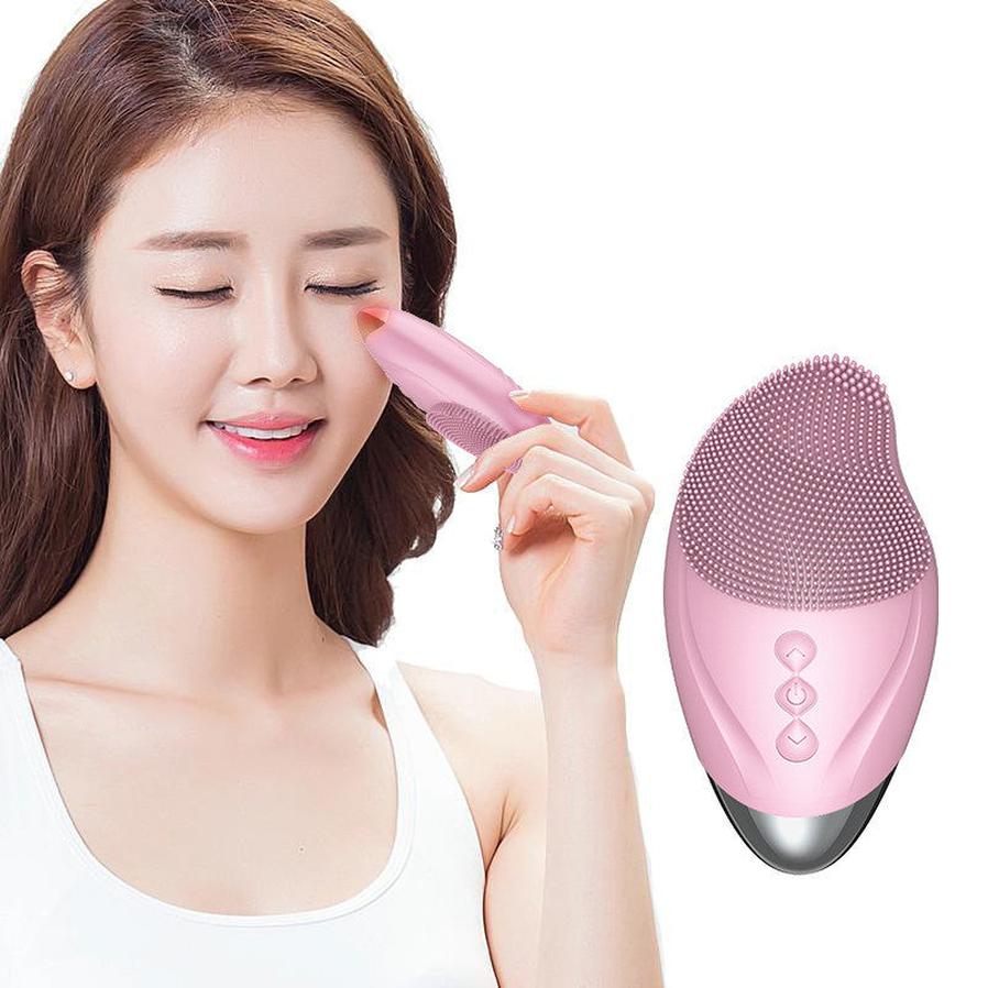 JMT-958410 Heated Electric Silicone Cleansing Instrument with Ultrasonic Vibration - Portable 3-in-1 Facial Cleaner in Multiple Colors