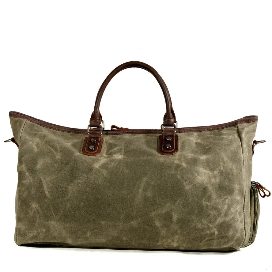JMT-958666 Vintage Style Waxed Crazy Horse Leather Boston Overnight Tote Bag for Weekend Travel