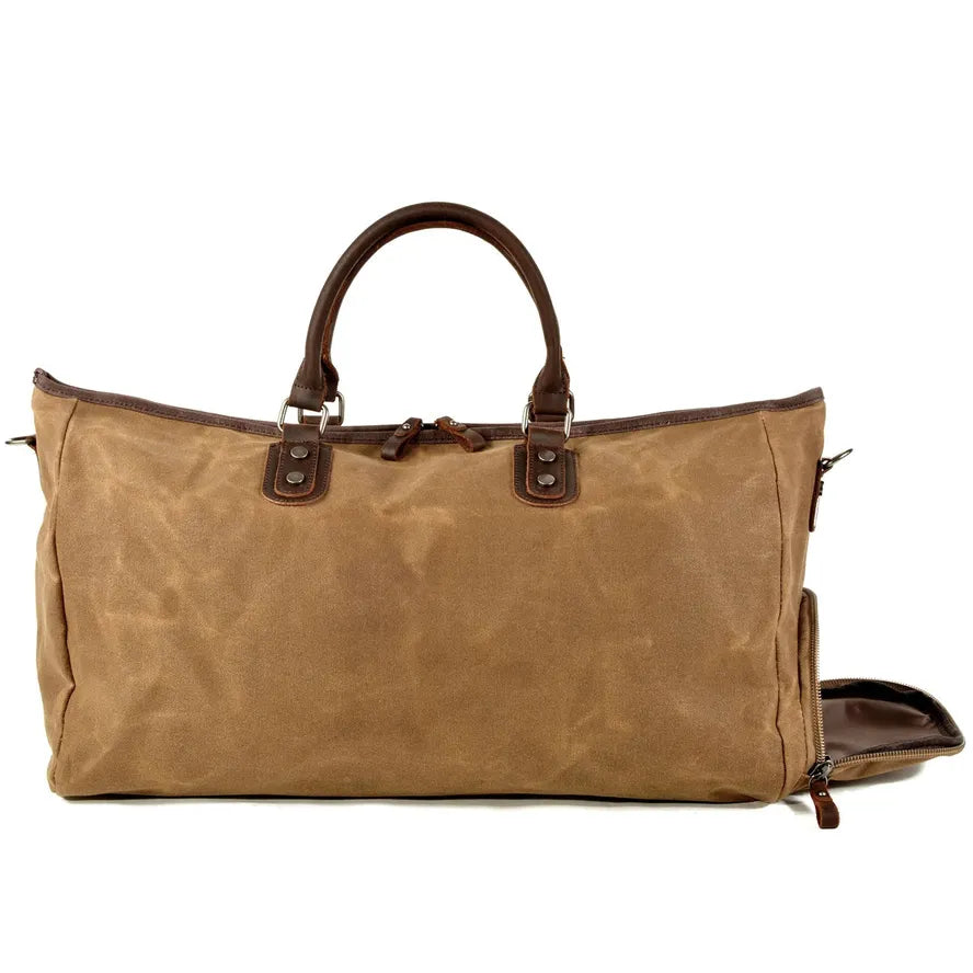 JMT-958666 Vintage Style Waxed Crazy Horse Leather Boston Overnight Tote Bag for Weekend Travel