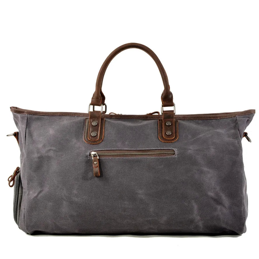 JMT-958666 Vintage Style Waxed Crazy Horse Leather Boston Overnight Tote Bag for Weekend Travel