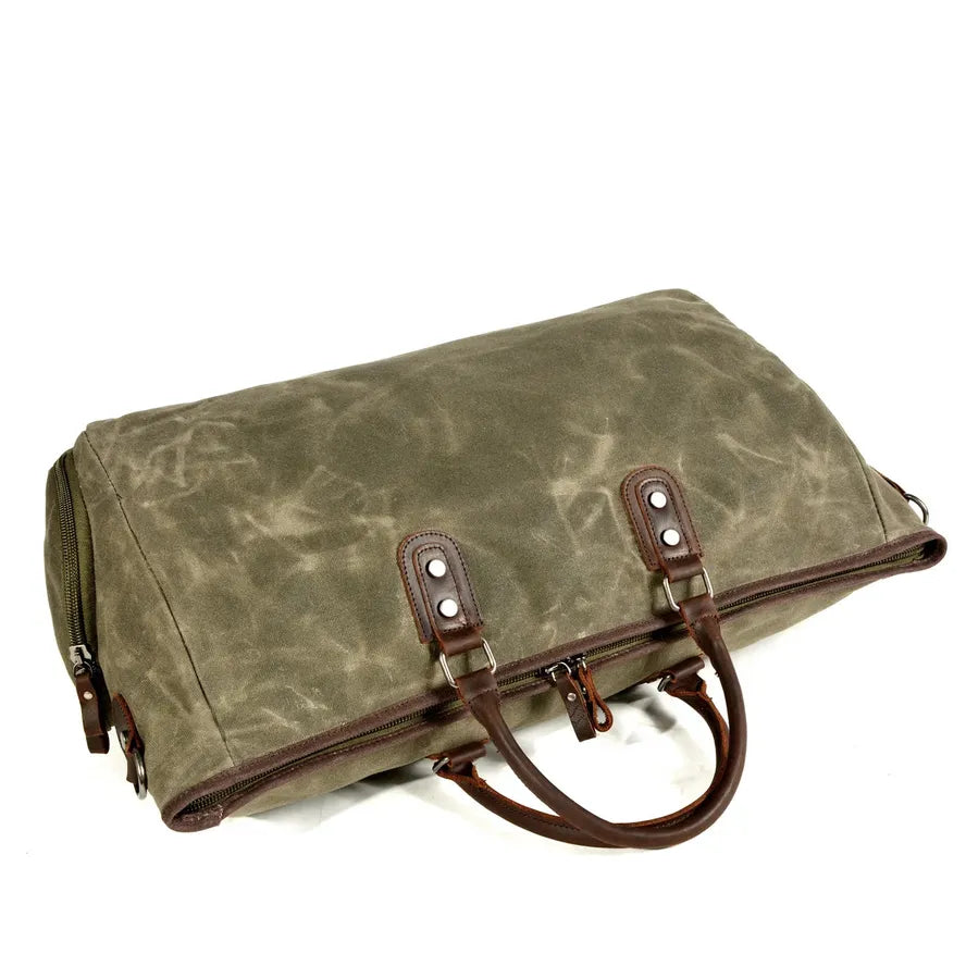 JMT-958666 Vintage Style Waxed Crazy Horse Leather Boston Overnight Tote Bag for Weekend Travel
