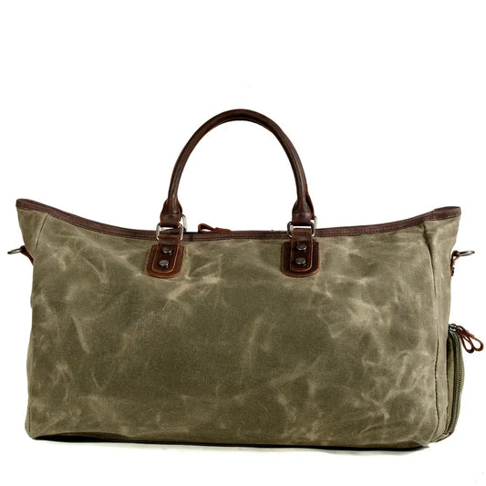 JMT-958666 Vintage Style Waxed Crazy Horse Leather Boston Overnight Tote Bag for Weekend Travel