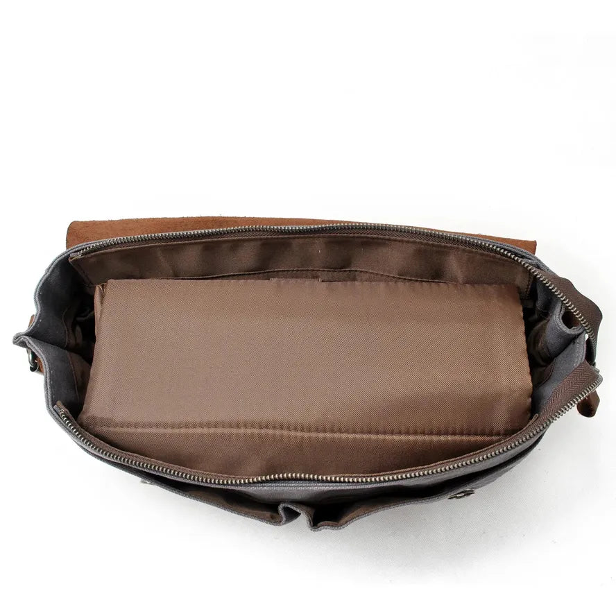 JMT-958794 Waterproof Retro Batik Canvas Camera Crossbody Bag with Leather Accents