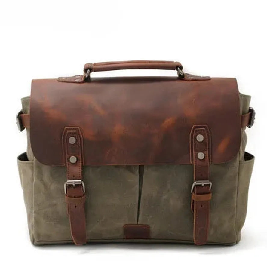 JMT-958794 Waterproof Retro Batik Canvas Camera Crossbody Bag with Leather Accents