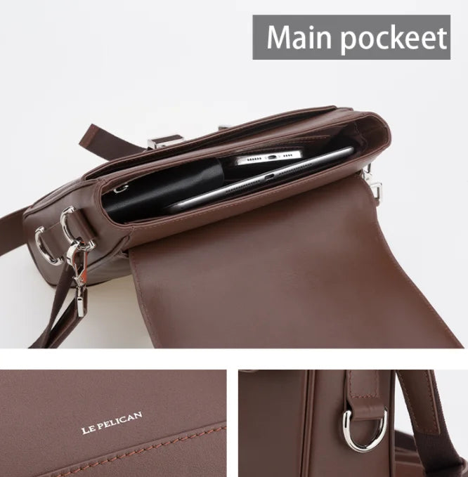 JMT-959242 Classic Fashion Crossbody Bag in Genuine Leather for Men - Versatile Sling Messenger Style
