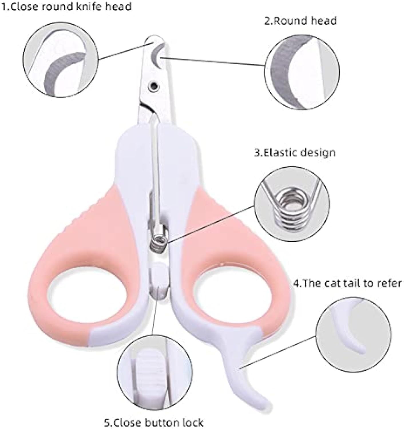 JMT-959242 Pet Nail Clippers with Safety Guard and Angled Blade for Cats, Kittens, Small Dogs, and Other Small Animals