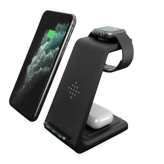 JMT-959434 3-in-1 Wireless Charging Stand for iPhone 12, Apple Watch, and AirPods - Fast Charge Compatible