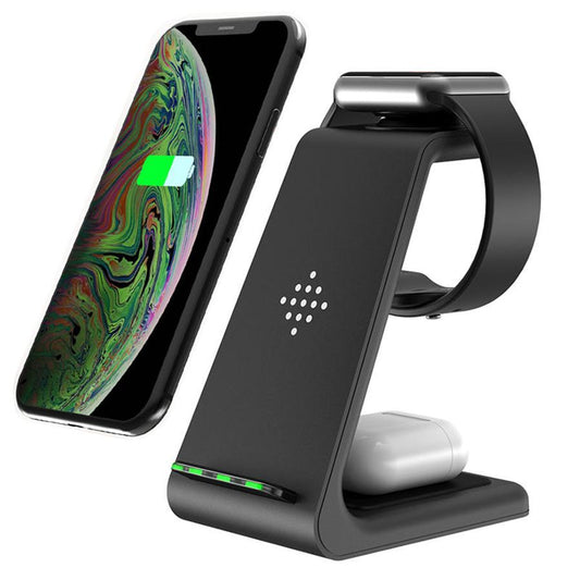 JMT-959434 3-in-1 Wireless Charging Stand for iPhone 12, Apple Watch, and AirPods - Fast Charge Compatible