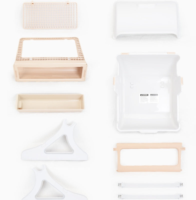 JMT-959434 Semi-Enclosed Cat Litter Box with Tipping Bucket - Available in Beige, Green, and Pink