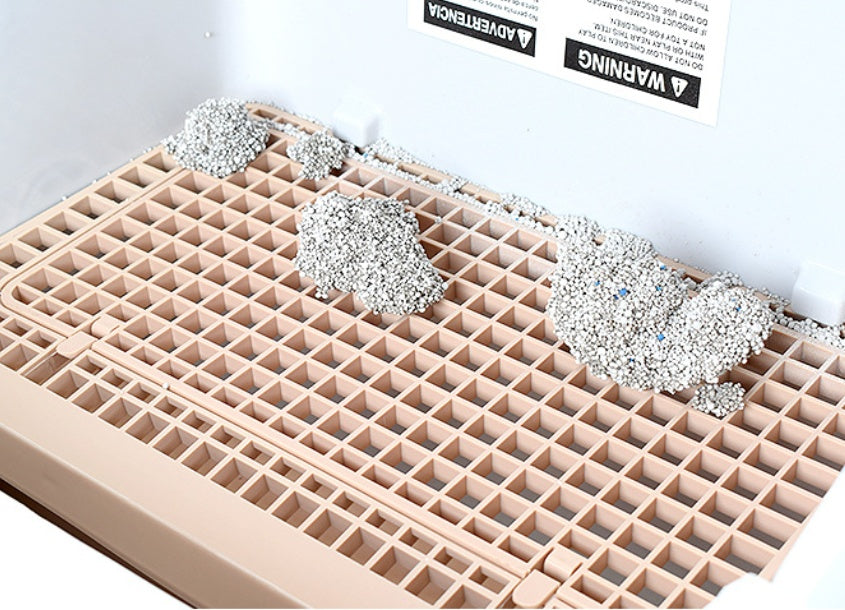 JMT-959434 Semi-Enclosed Cat Litter Box with Tipping Bucket - Available in Beige, Green, and Pink