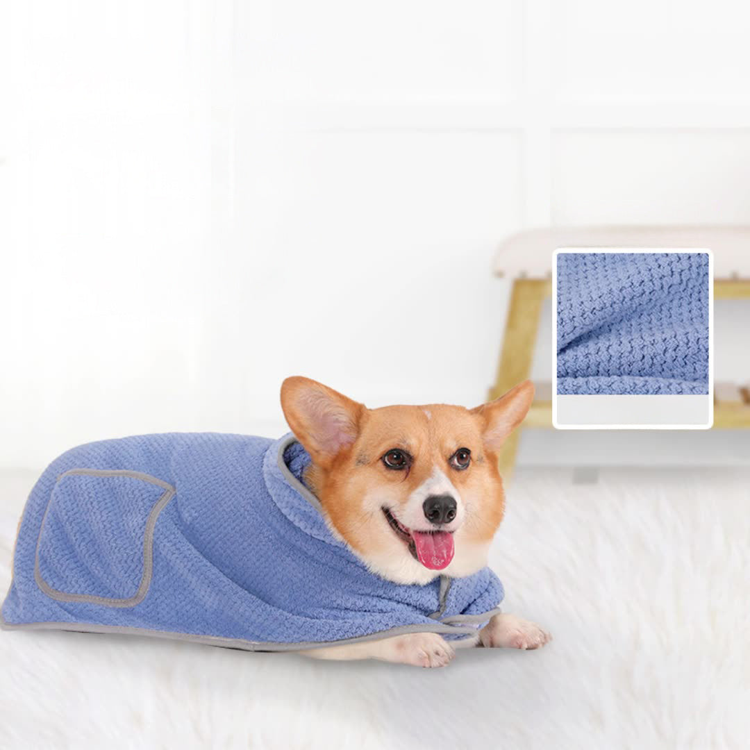 JMT-959498 High Absorbent Quick-Drying Dog Bath Robe Towel with Adjustable Waistband - Soft and Warm Comfort for Your Pet