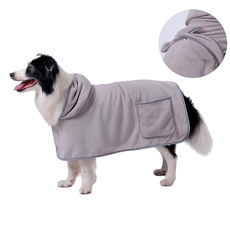 JMT-959498 High Absorbent Quick-Drying Dog Bath Robe Towel with Adjustable Waistband - Soft and Warm Comfort for Your Pet