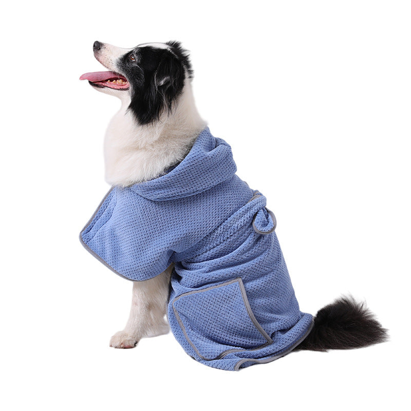 JMT-959498 High Absorbent Quick-Drying Dog Bath Robe Towel with Adjustable Waistband - Soft and Warm Comfort for Your Pet