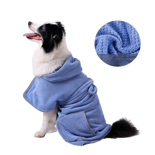 JMT-959498 High Absorbent Quick-Drying Dog Bath Robe Towel with Adjustable Waistband - Soft and Warm Comfort for Your Pet