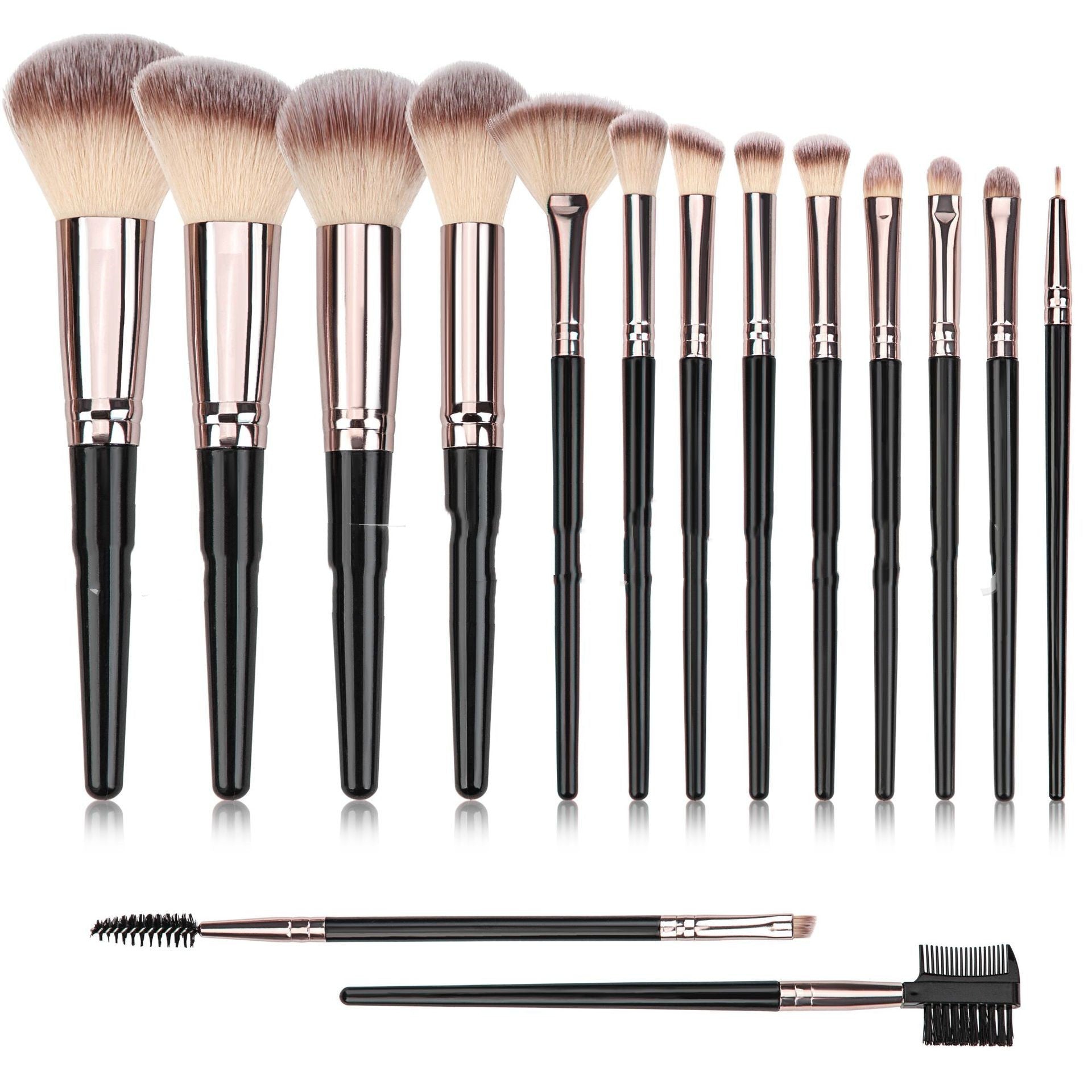 JMT-959690 Black Makeup Brush Set for Foundation, Eyeshadow, Blush, and More - 3 to 20 Pieces Available