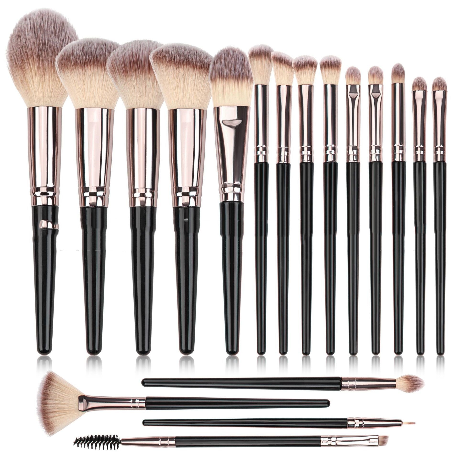 JMT-959690 Black Makeup Brush Set for Foundation, Eyeshadow, Blush, and More - 3 to 20 Pieces Available