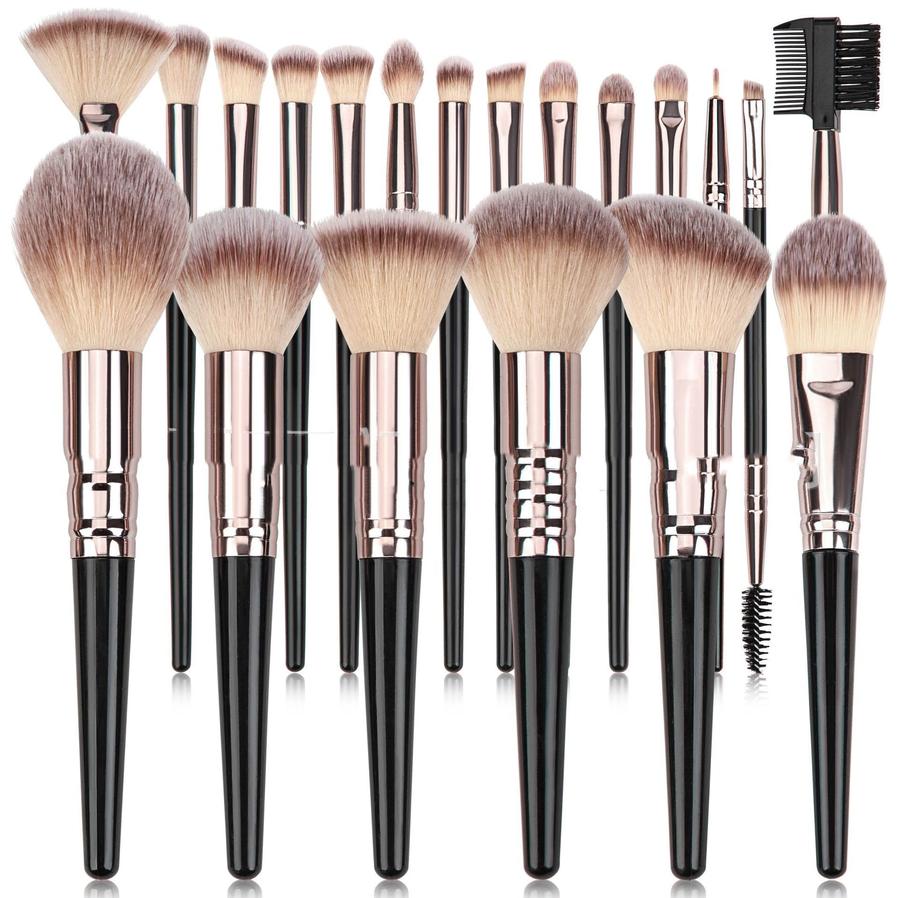 JMT-959690 Black Makeup Brush Set for Foundation, Eyeshadow, Blush, and More - 3 to 20 Pieces Available