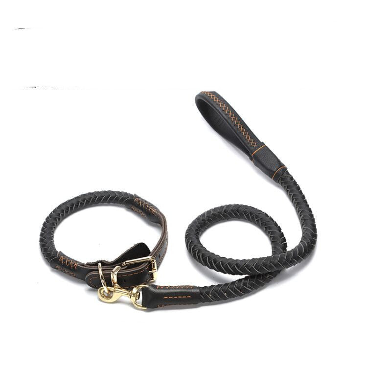 JMT-960074 Cowhide Adjustable Dog Collar for Medium and Large Dogs with Traction Options