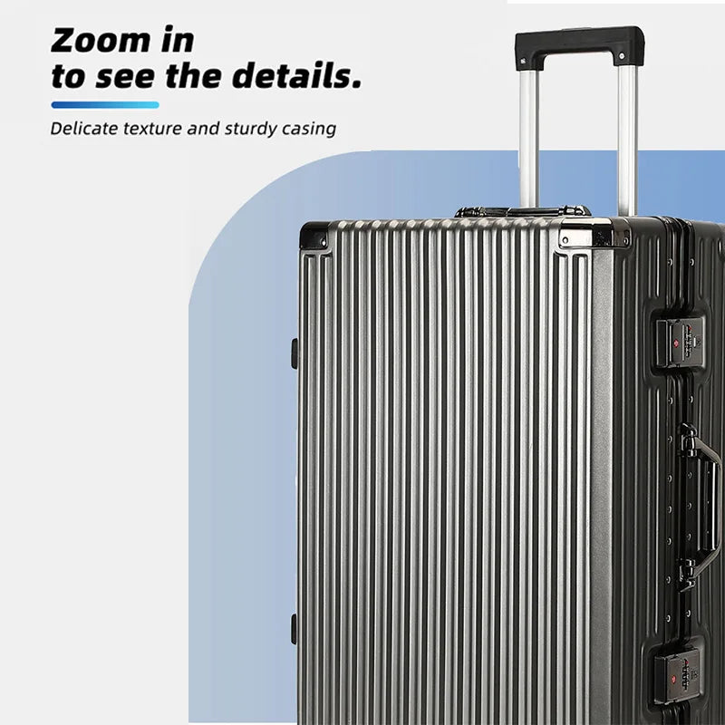JMT-960458 Custom Aluminium Travel Luggage in 20, 24, 28 Inch Sizes with PC Spinner Wheels