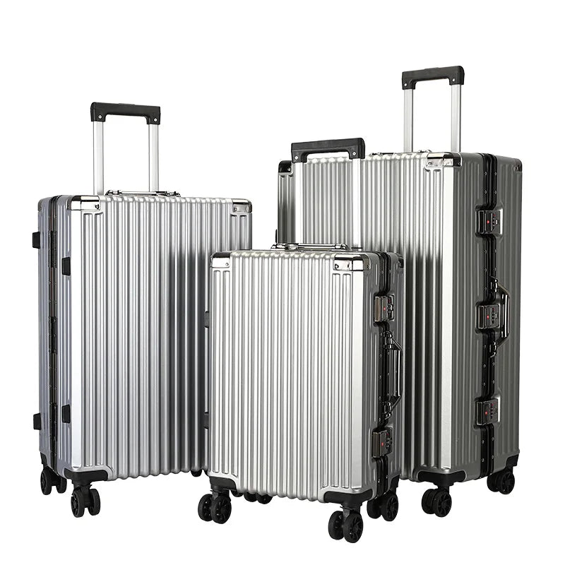 JMT-960458 Custom Aluminium Travel Luggage in 20, 24, 28 Inch Sizes with PC Spinner Wheels