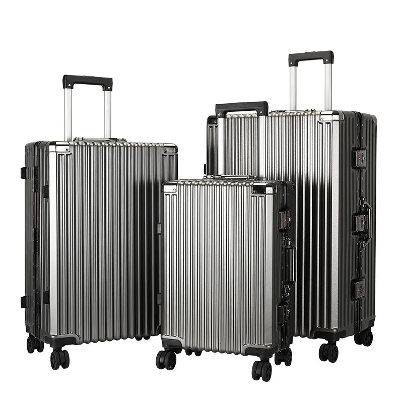 JMT-960458 Custom Aluminium Travel Luggage in 20, 24, 28 Inch Sizes with PC Spinner Wheels